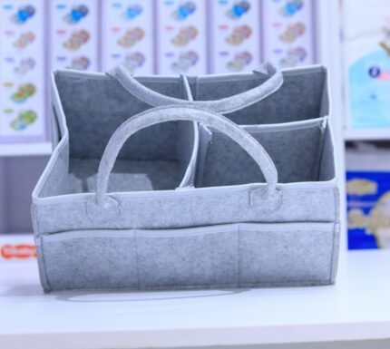 Multi-Compartment Baby Diaper Organizer Caddy with Handles