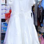 Elegant Girls’ White Party Dress with Floral Embroidery