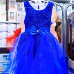 Elegant Baby Girl Royal Blue Dress with Floral Detail