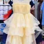 Girls’ Layered Princess Dress with Pearl Waist Belt