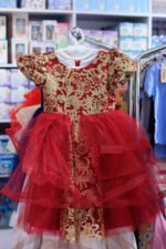 Girls’ Red & Gold Embroidered Princess Dress