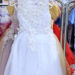 Elegant Girls’ White Floral Lace Dress with Tulle Skirt