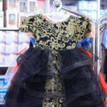 Girls’ Black & Gold Luxury Dress with Layered Tulle Skirt