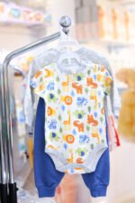 3-Piece Baby Outfit Set – Animal Print Bodysuit, Top & Pants