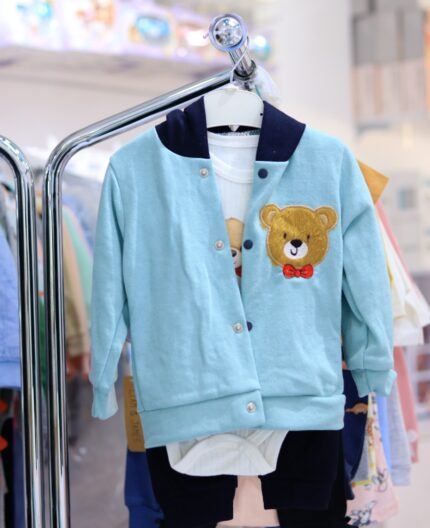 Baby Boys’ 3-Piece Outfit Set with Bear Patch Jacket