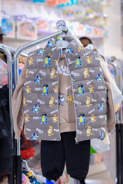 Kids’ 3-Piece Winter Outfit Set with Cartoon Puffer Jacket