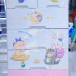 Kids’ Multi-Layer Plastic Storage Cabinet with Cartoon Design