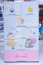 Kids’ Multi-Layer Plastic Storage Cabinet with Cartoon Design