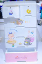 Kids’ Multi-Layer Plastic Storage Cabinet with Cartoon Design - Image 3